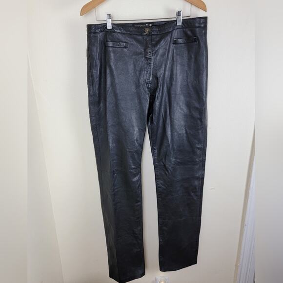 Designers Black Genuine Leather Pants size 10 - Picture 2 of 11
